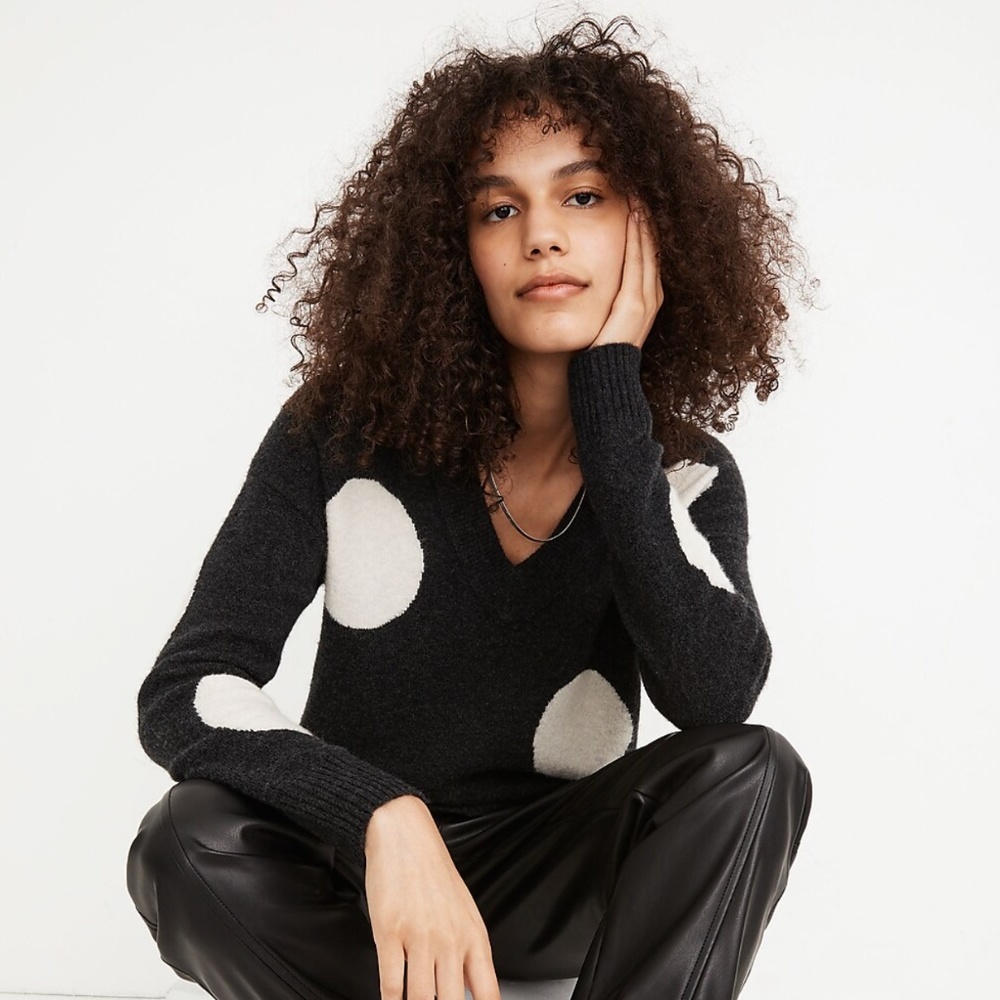 Madewell Dotted Bartlett V-Neck Pullover Sweater - Size XS